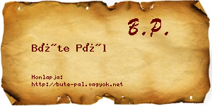 Büte Pál névjegykártya